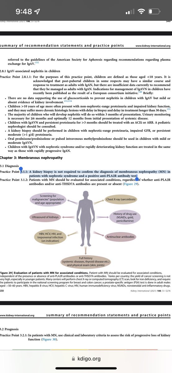 nephronus's tweet photo. #KDIGO GN guidelines 2021. #kidney #biopsy not required to confirm diagnosis of #membranous #nephropathy in #nephrotic syndrome and + anti #PLA2R ab. Assuming normal renal fn and no DM, Would you go ahead &amp; Rx or do a biopsy first &amp; decide? Thoughts? #nephtwitter #askrenal https://t.co/mHPEKVDwg4