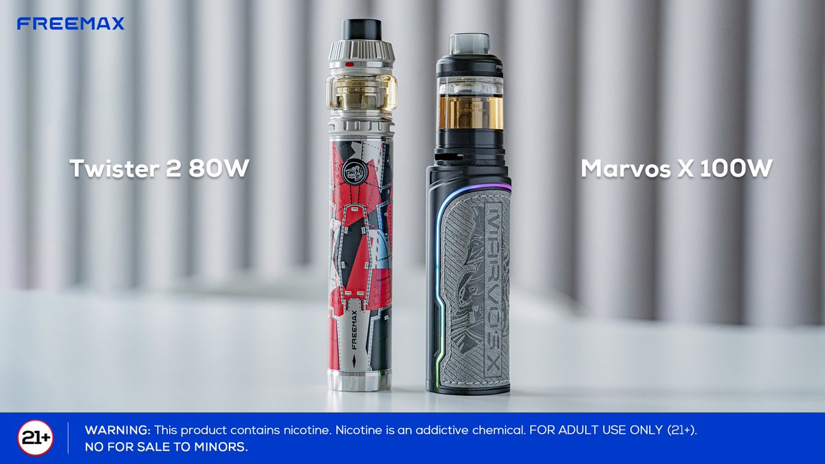 Freemaxvape's tweet photo. Twister 2 80W and Marvos X 100W. Would you like to pick up one as a daily vape?⁠ ❤️
.
.
.
.
.
#cloudchasing #vapenation #vaping #vapetricks #vapepod #vaperfun  #ecigs #RDL #DTL #subohm #subohmtank https://t.co/GFTihd5mi2