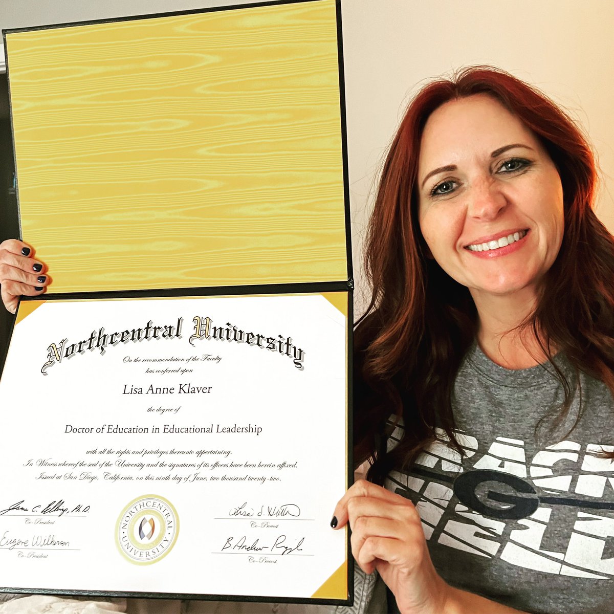 My Dr. Lisa Klaver @NorthcentralU diploma arrived today! I could not recommend the student experience this program provided more highly. It was evident from the beginning student relationships were always the focus and that made all the difference! Thank you @President_NCU