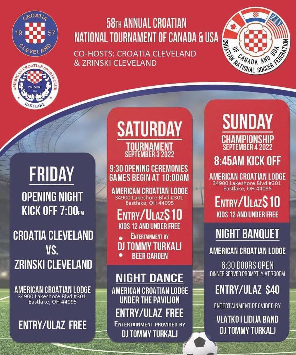 🇺🇸 HNNS Turnir 58 details hosted by <a href="/CroCleveland57/">Croatia Cleveland</a> and Zrinski Cleveland!  Visit hnnsna.com for more details! See you all there 🇭🇷⚽️🙌