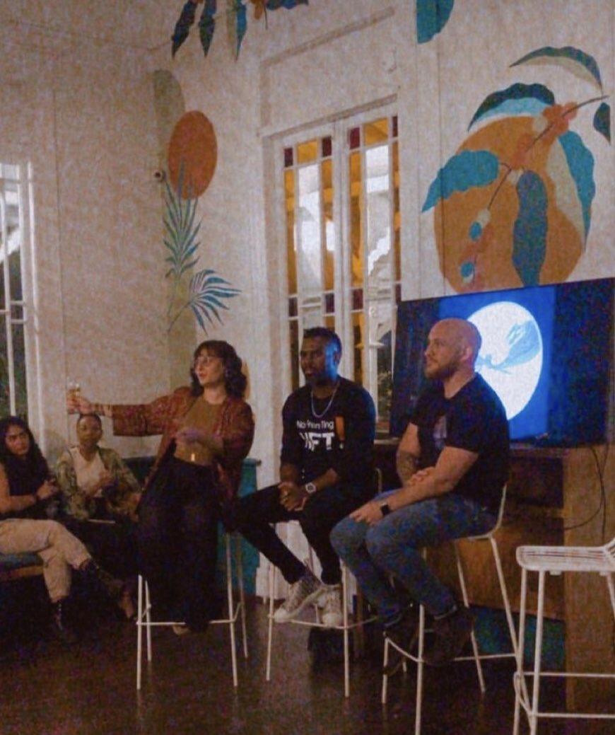 nick_huggins_'s tweet photo. ⚡️🇹🇹Just wrapped up an IRL Web3 event in Trinidad where I was on a panel with @Alluminati333 and @SafiaElena speaking about NFTs and Art.
Love being a part of the frontier! Big up to everyone that was involved tonight!
#WatchDisSpace @IslndNFT #NFT #NFTCommunity https://t.co/O2GkB33KS8