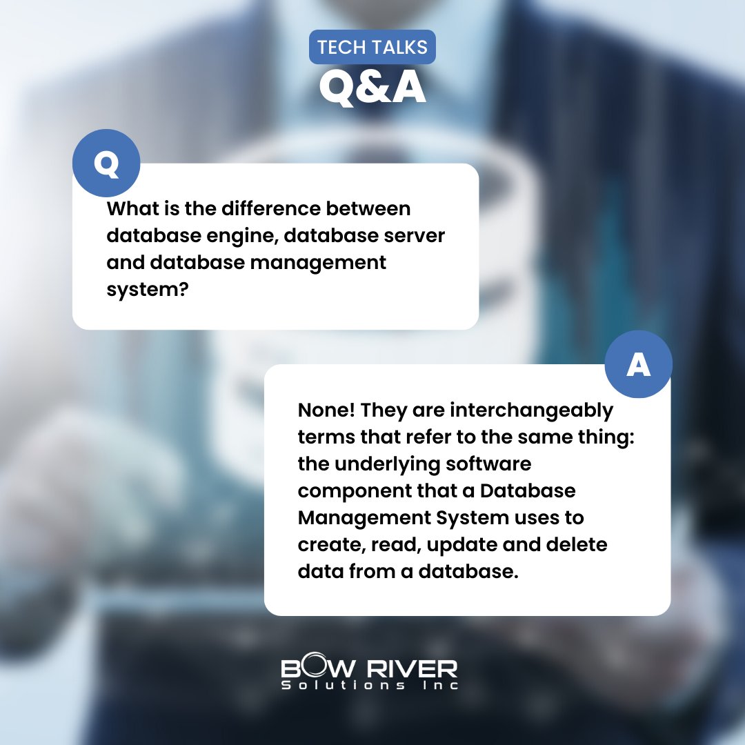 BowRiverSol's tweet image. What is the difference between #DatabaseEngine, #DatabaseServer or #DatabaseManagementSystem? Find out in the post 😉