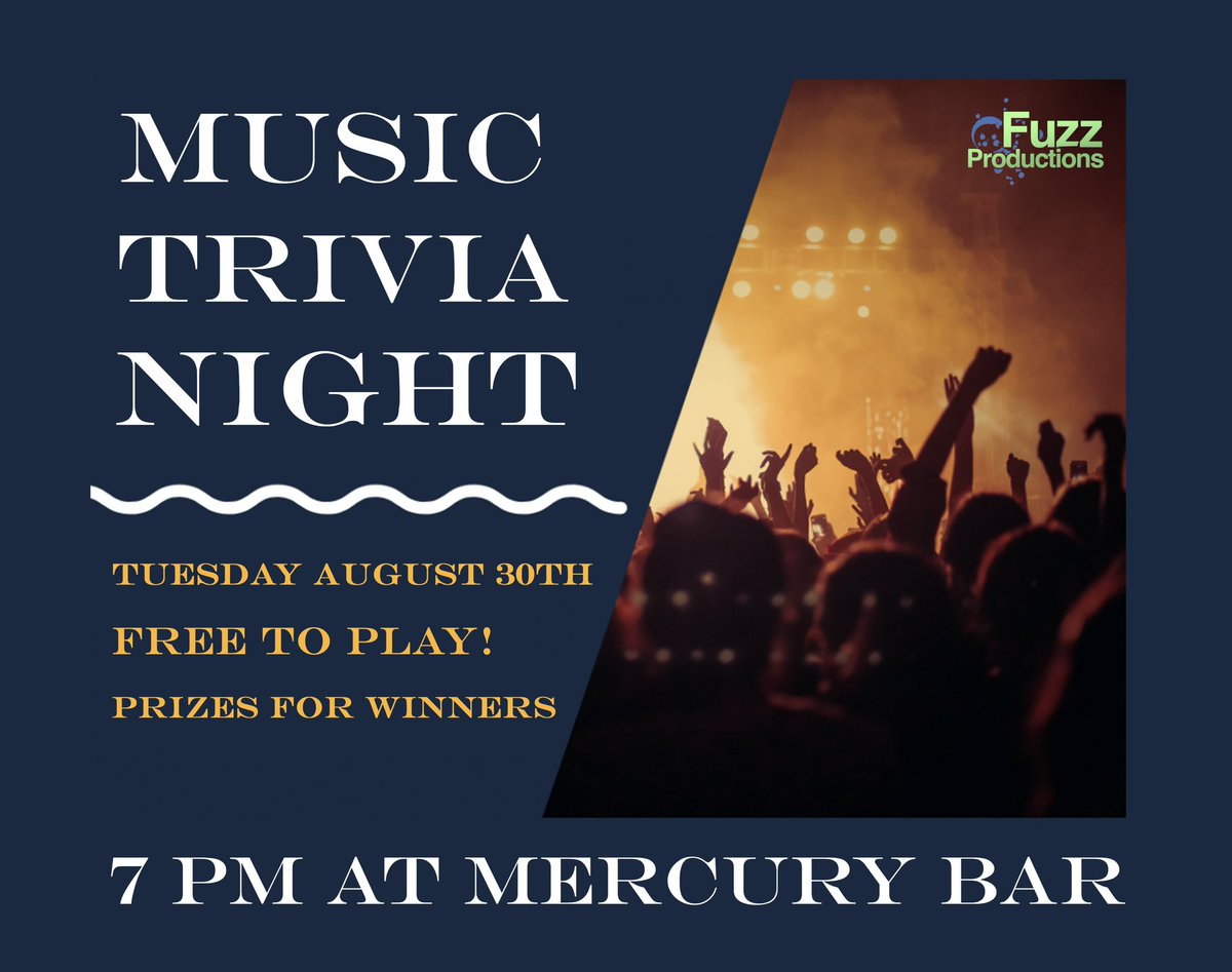 FuzzyTrivia's tweet photo. Music trivia night! See you on Tuesday August 30th! #fuzzytrivia #nyc #nyctrivia #trivia #musictrivia #musictrivianight #hellskitchen https://t.co/KZEztyUUml