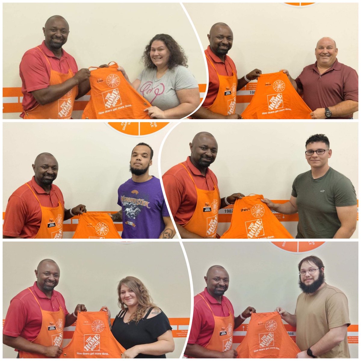 2316 SM Pete Peterson presenting some new associates their first Home Depot apron welcome to the Orange family!!!