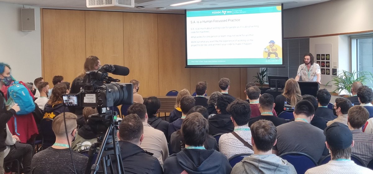 heathmilligan's tweet photo. Standing room only @_Alex_Galbraith's Software Architecture session at #NZGDC22 https://t.co/BcznZsC68Z
