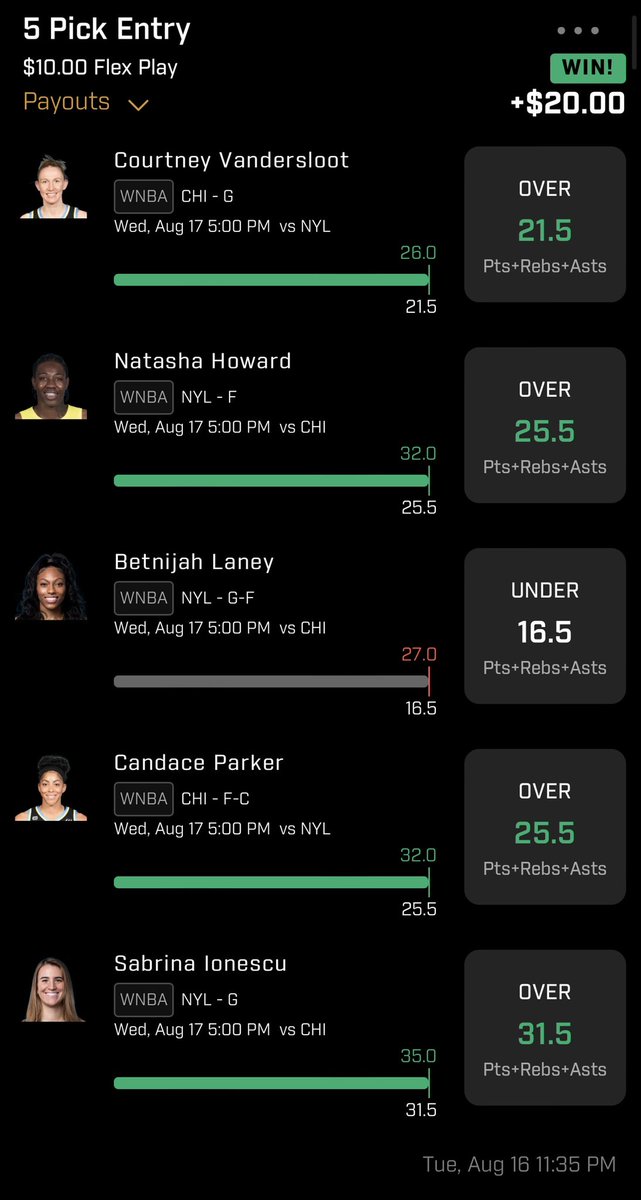 Thepropguy1's tweet photo. Very nice night!! Tap in playoffs bout to go crazy!! 🔥🫡 #PrizePicksWNBA #PrizePicks #GamblingTwitter #WNBAPlayoffs https://t.co/4ggbTY6IEA