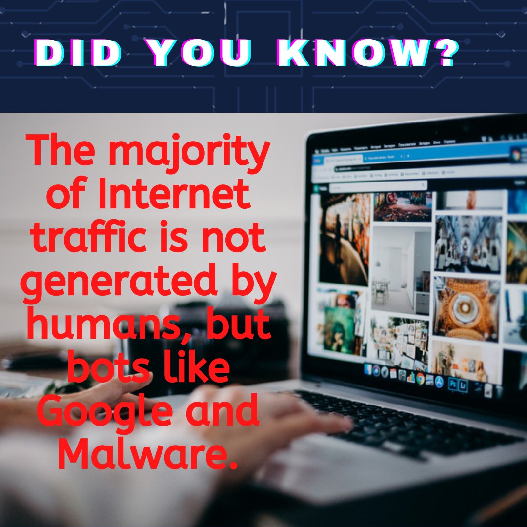 trible_nine's tweet photo. DID YOU KNOW? 🤔
#Facts #internetfacts #internet #traffic #website #bots #didyouknow #factsabouttech #tech #technology
#MotivationalQuotes #quotesaboutlife #quotesoftheday #generatetraffic #digitalmarketing
🌐 Follow us for more tech facts 👈 https://t.co/I3YuIFidtG