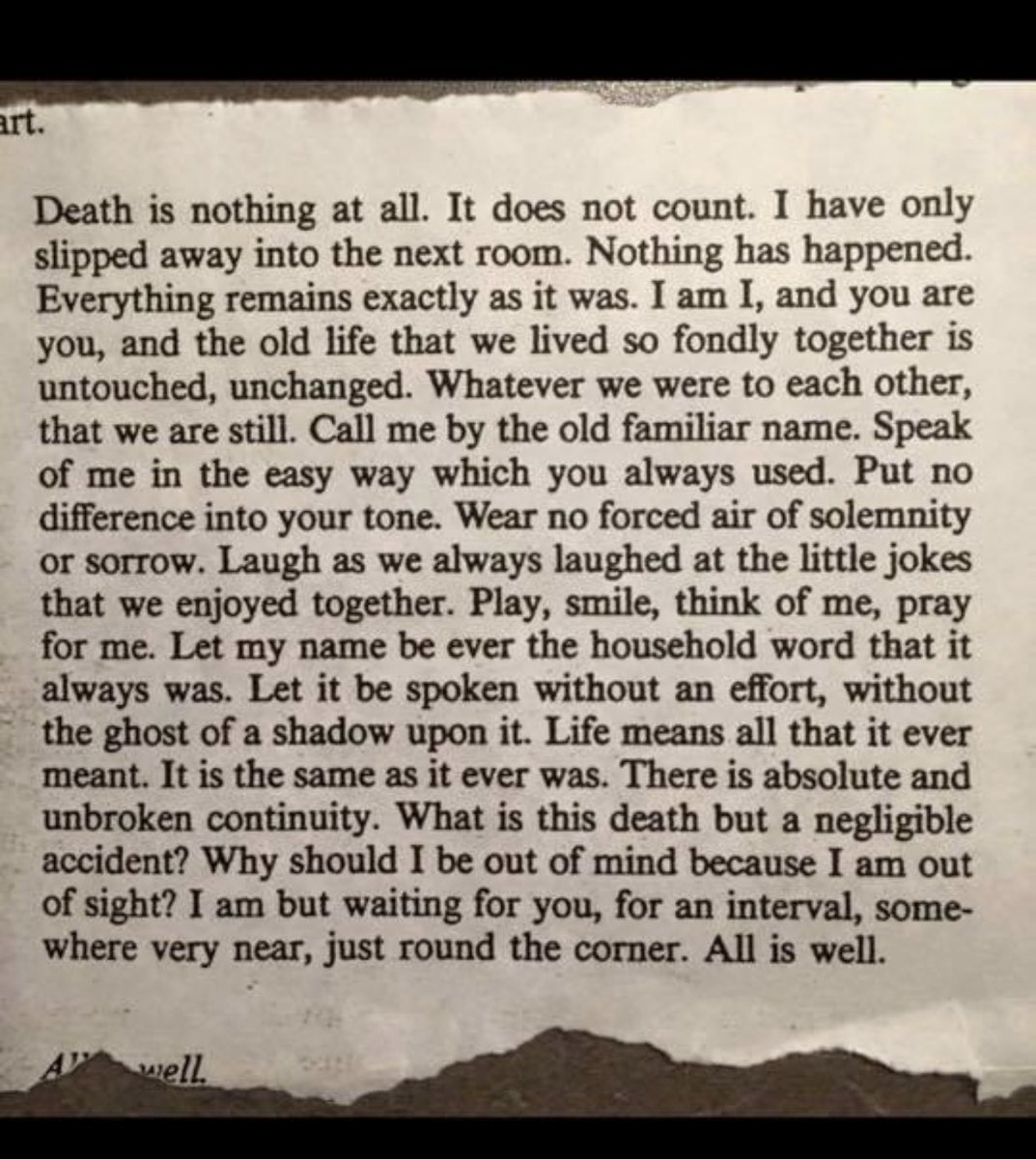 DebbieDem3's tweet photo. @MiraSorvino Maybe this will help. Henry Scott Holland. https://t.co/0IUhj2nK1z