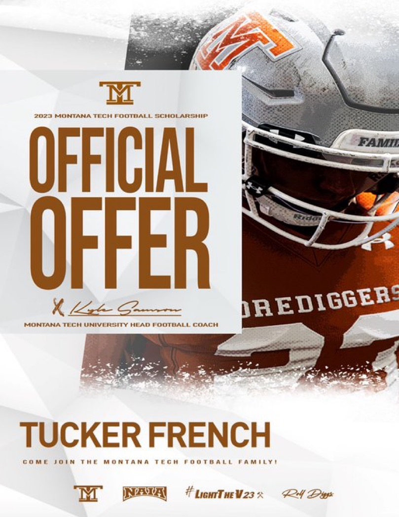 Super excited to have received an offer to play football at Montana Tech University! <a href="/CoachMagana/">Coach Magaña</a> <a href="/CoachKyleSamson/">Kyle Samson</a>