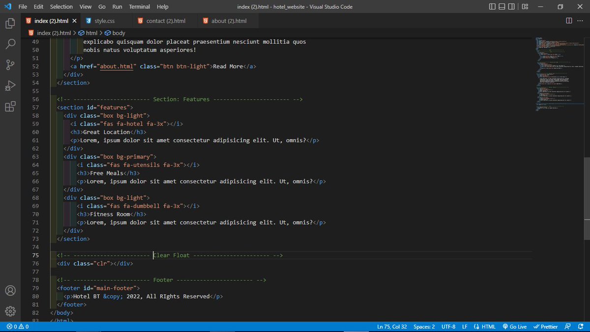 theblaisecode's tweet photo. Day 9
Mini Project

I recreated the HotelBT website project from Traversy Media's Modern HTML and CSS from the Beginning course

#100Devs  #WomenInTech #TechTwitter #WomenWhoCode #webdev #learnwithleon #SoftwareDeveloper #HTML #CSS #catchupcrew

Homepage https://t.co/2Gd58g3ivn