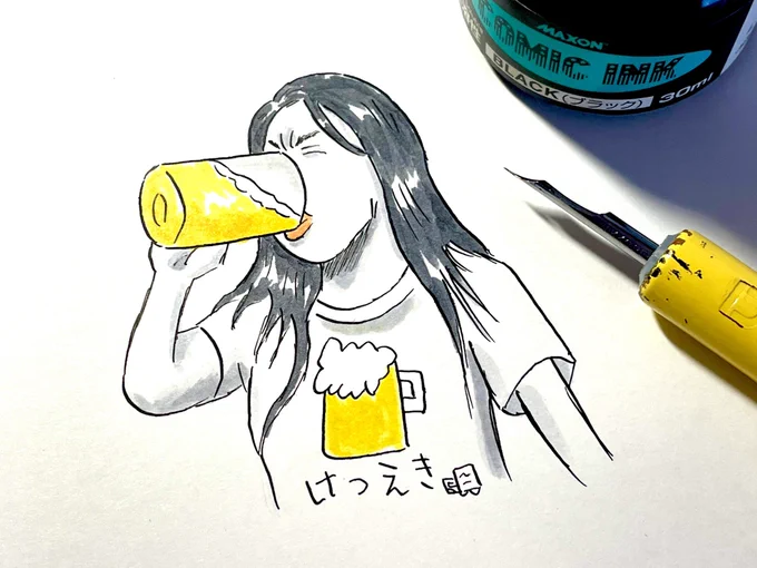 あまりにいい飲みっぷりだから描いてみた笑同じ酒飲みで札幌出身で応援したくなる笑お仕事頑張って 
