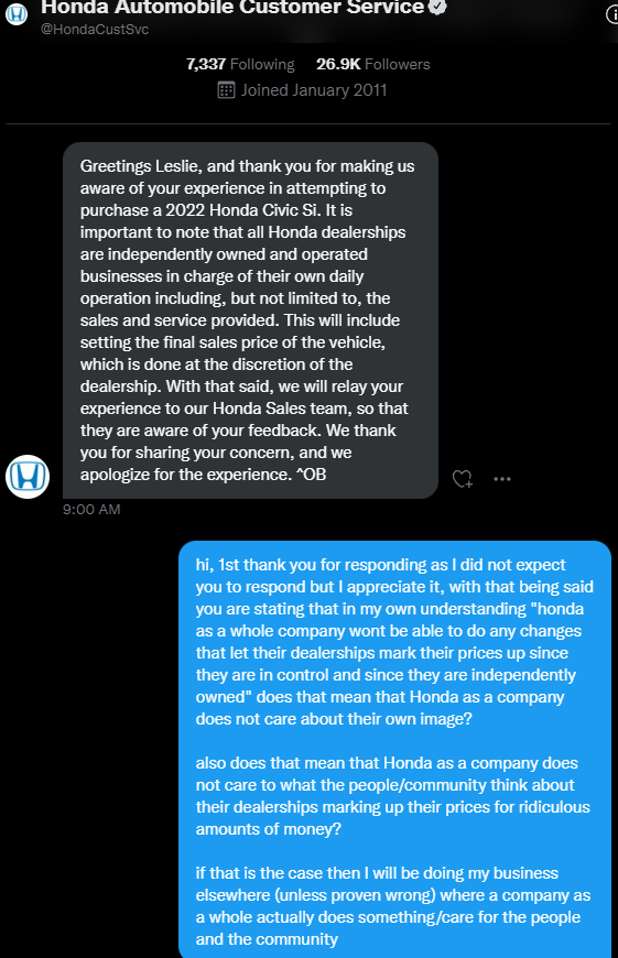 LeslieSusi's tweet photo. @Honda no response? https://t.co/CQRL0iX8BJ