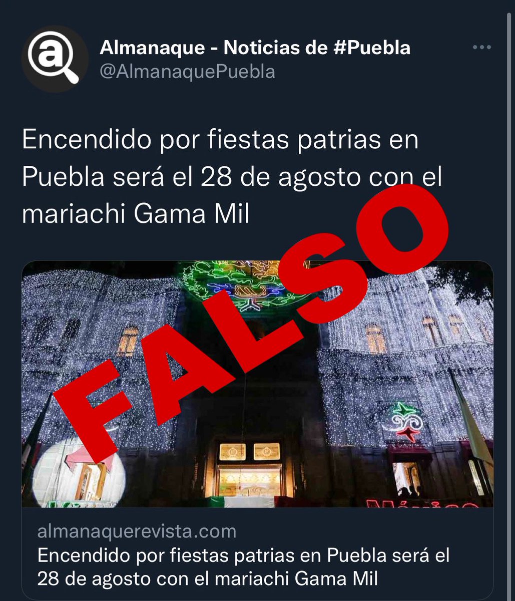 Lamentamos informar que estas notas son totalmente falsas. 
No ha habido comunicación o algún acuerdo con el Gobierno de Puebla o la organización encargada de estos eventos en los que se menciona que nuestra agrupación será partícipe
<a href="/MVSNoticiasPue/">MVS noticias Puebla (comentario)</a> <a href="/eduardorivera01/">Eduardo Rivera Pérez</a> <a href="/PueblaAyto/">Ayuntamiento de Puebla</a>