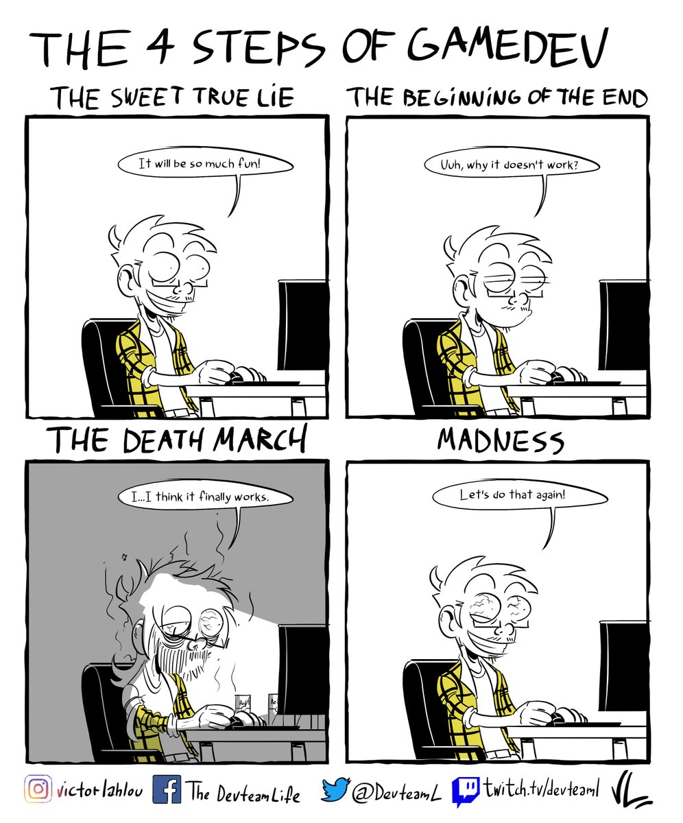 DevteamL's tweet photo. 50 shades of Gamedev

#gamedevelopment #videogamestudios #comics #strip #developers #devteam #gamedevjobs #gamedev https://t.co/4MmwgHMe0F