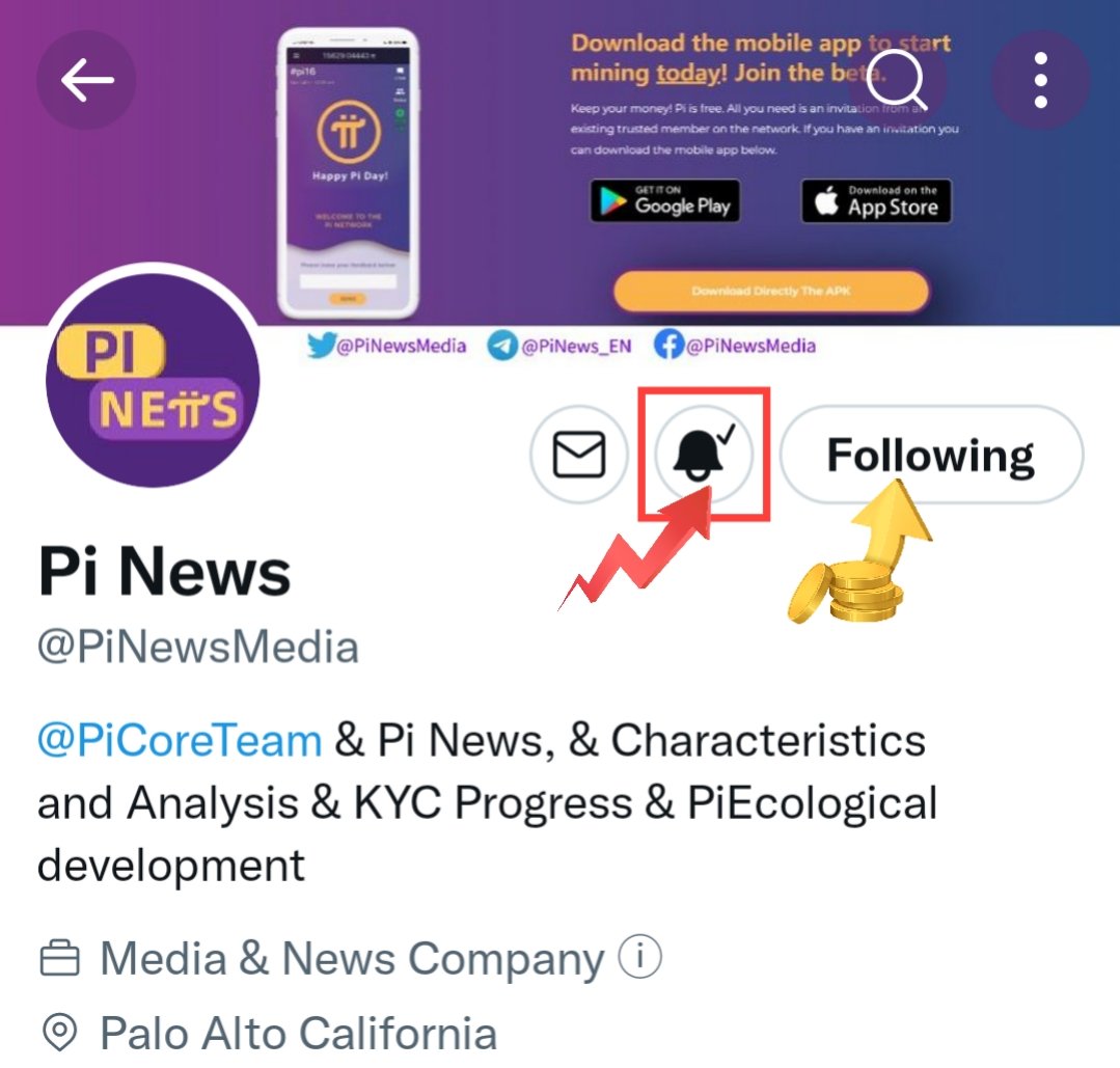 "<a href="/PiNewsMedia/">Pi News</a>" pushes the world's latest Pi Network News for Pioneers every day!

Hit the Follow button and turn on 🔔 Notifications so you never miss the latest great stuff from Pi.

Join the Pi Telegram group
t.me/PiNews_EN

follow facebook News
facebook.com/PiNewsMedia