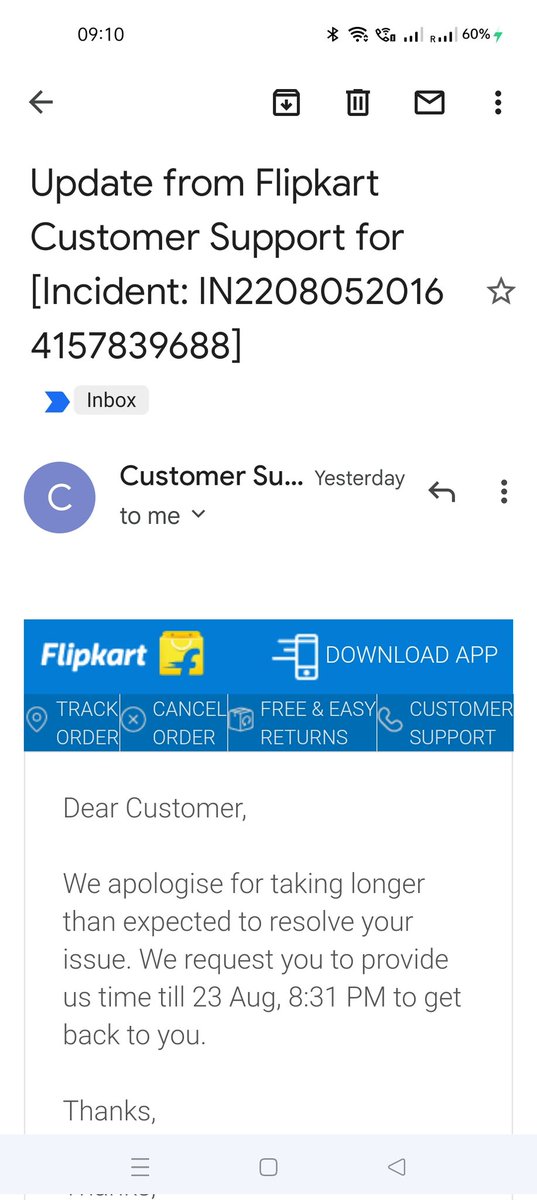 SoundaryaLahar9's tweet photo. @flipkartsupport And now its postponed till 23rd August. Now again they will ask me to wait 24 hours every day. This is not service https://t.co/a0pVXtPsfU