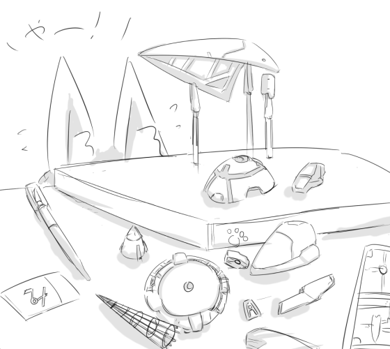 お米炊けるまでのラクガキ。
四足ゾック改造中に机の下にパーツ落としたミドリアちゃん。 