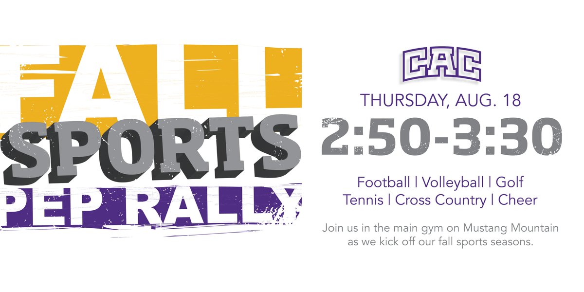 Who's ready to kick off fall sports? Come celebrate our teams tomorrow in the main gym on Mustang Mountain.