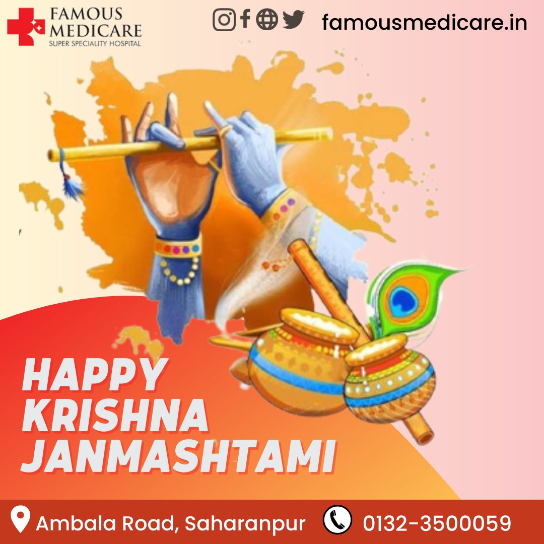 FamousMedicare's tweet photo. Happy Janmashtami, May Lord Krishna showers all his blessings on you. May you get lots of happiness in life”. “We wish you Happy Janmashtami and We pray to God for your prosperous life”. “May Lord Krishna come to your house”.
#Happyjanmashtami #lordkrishnaday #krishna https://t.co/PH68jF4MZb