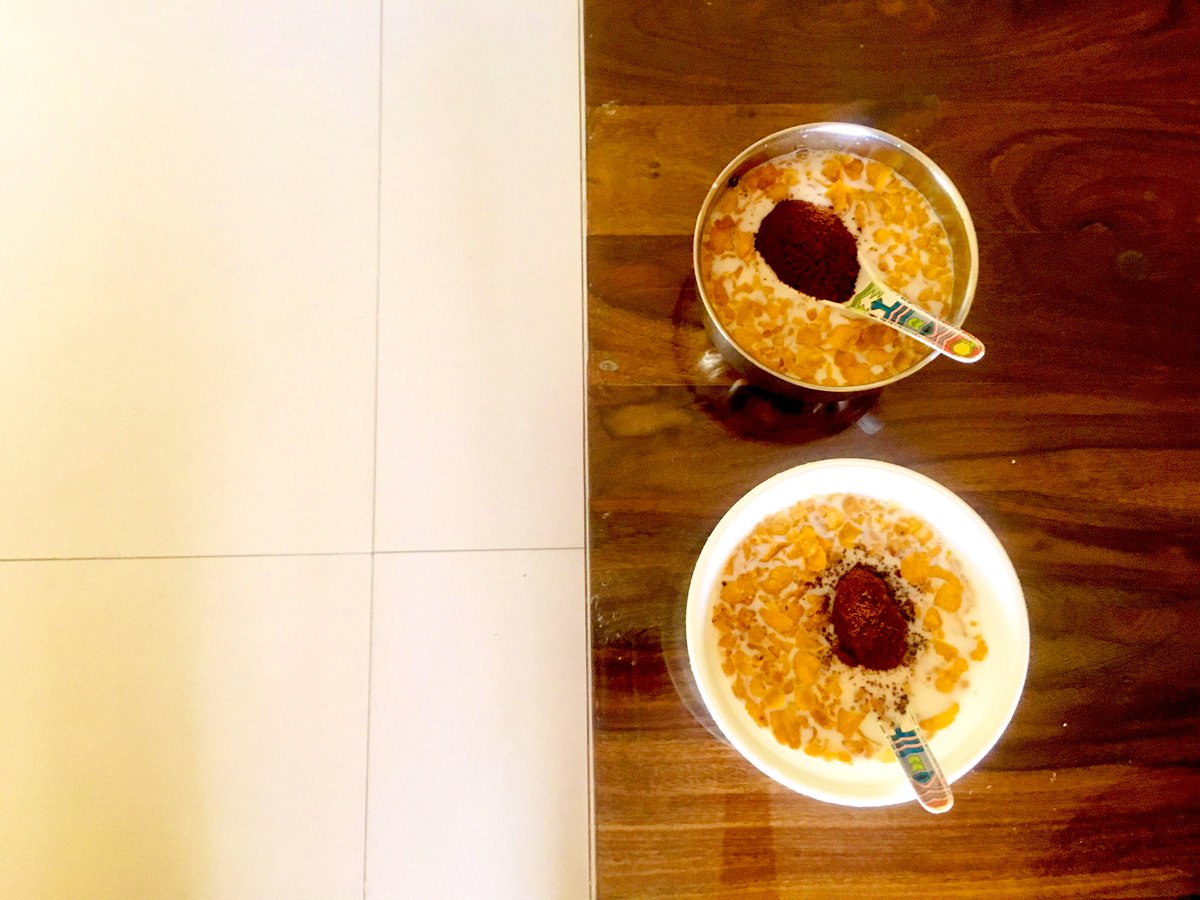 Kids Breakfast ..... Milk + @Bagrrys Corn Flakes + @amul PRO