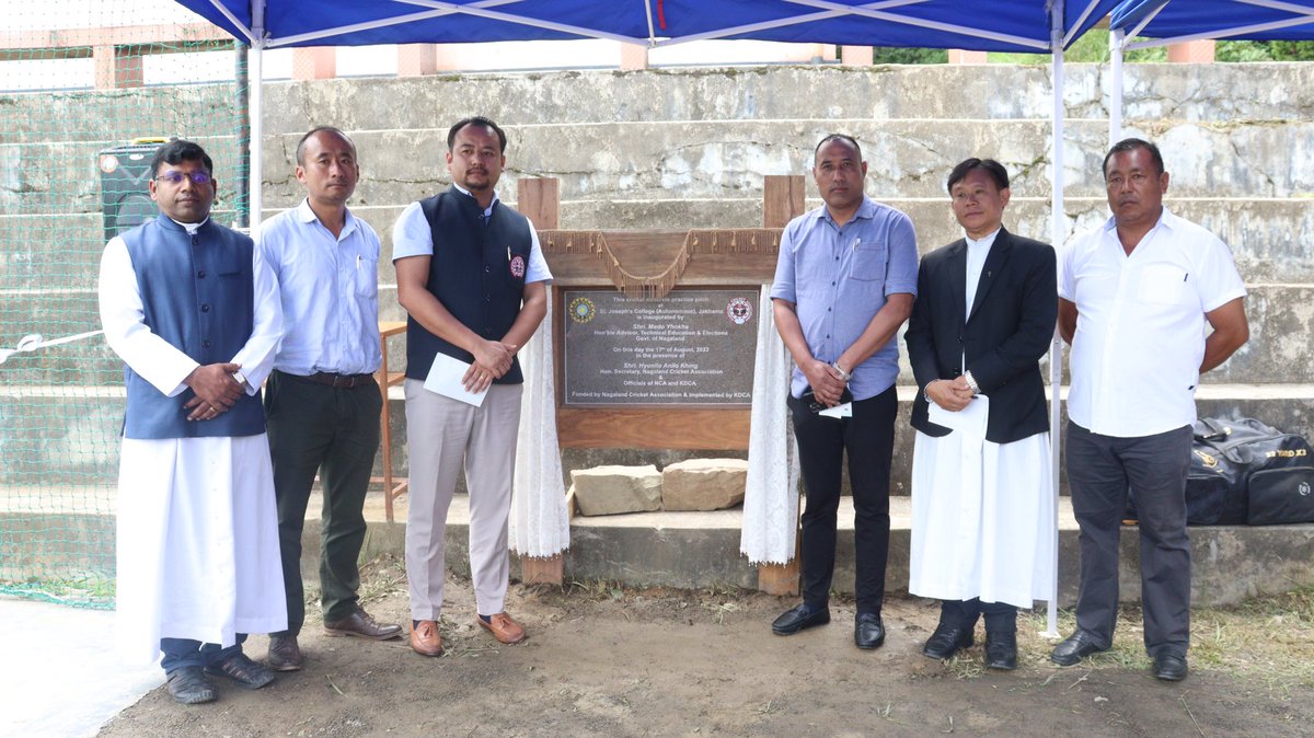 hyunilokhing's tweet photo. Pleased to partner with St.Joseph college, Jakhama a premiere institute in the state, to promote the game of cricket. Practice pitch inaugurated by Hon’ble Advisor @MedoYhokha. #LetsCricket @Nagaland_CA https://t.co/AxYy3vY0m1