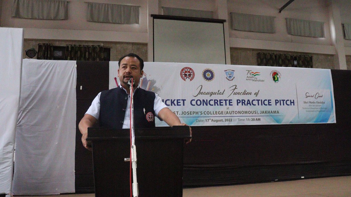 hyunilokhing's tweet photo. Pleased to partner with St.Joseph college, Jakhama a premiere institute in the state, to promote the game of cricket. Practice pitch inaugurated by Hon’ble Advisor @MedoYhokha. #LetsCricket @Nagaland_CA https://t.co/AxYy3vY0m1