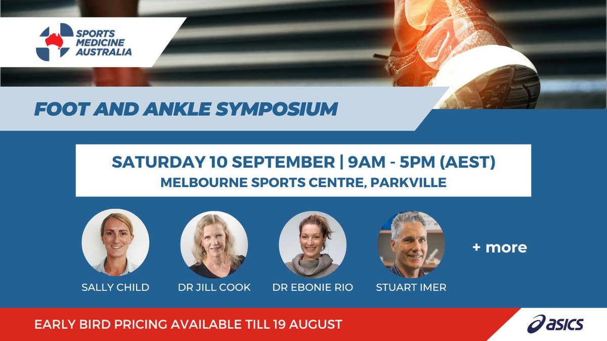 🚨 After high quality affordable PD? Early bird for <a href="/SMA_News/">Sports Medicine Australia</a> Foot &amp; Ankle Symposium is almost up! 
With some of the world's leading foot/ankle clinicians &amp; researchers, you'd be silly to miss it! Hop to it 🐇
$150 for SMA members, $200 for non-members
sma.org.au/event/foot-and…