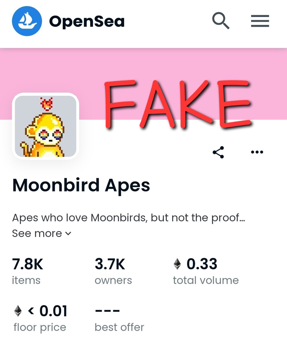 Moonapes7777's tweet photo. I started minting 2-3 days ago. He stole my art. So sad... The fake collection has been sold, but the real one is still for sale. https://t.co/ox4In7H7pa