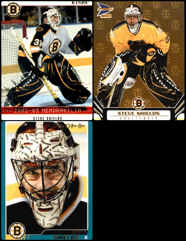 HeroesofCrease's tweet photo. A tribute to a legend is admired for today's #SickSetups!
When Steve Shields joined the #Bruins (2002-03), he paid tribute to Gerry Cheevers on his mask. He also wore some slick Koho pads, a few different Vaughn blockers, and a TPS glove. He continued to use the mask until 05-06 https://t.co/WfSQkEsj8p