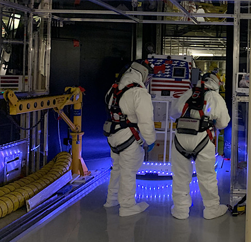 laserdriver's tweet photo. Operators preparing to board the lift system to enter NIF's 10 meter diameter target chamber for surveys and maintenance during our quarterly outage https://t.co/hhH99KPcT1