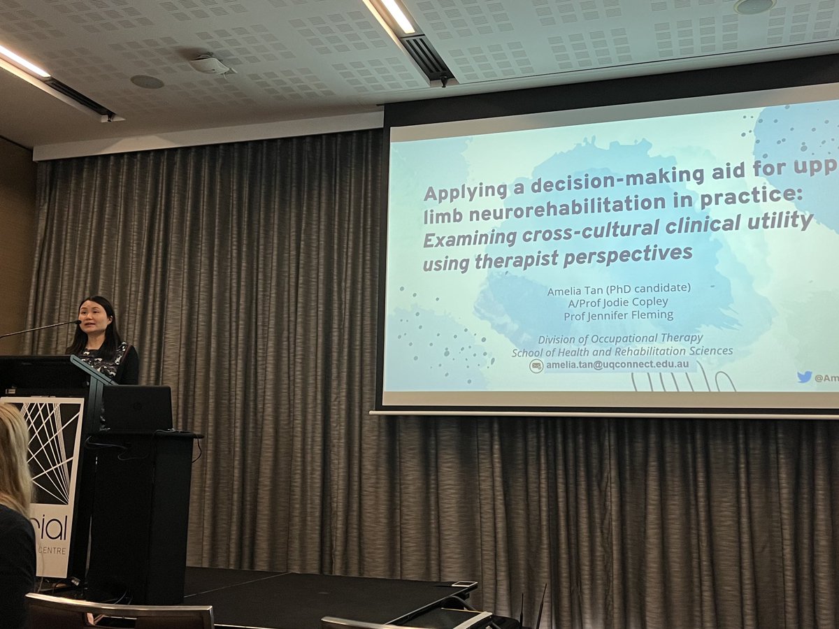 SuzanneKuys's tweet photo. ⁦@AmeliaTanOT⁩ presenting on her PhD work at #smartstrokes22 ⁦ https://t.co/lVy7rA3DoW