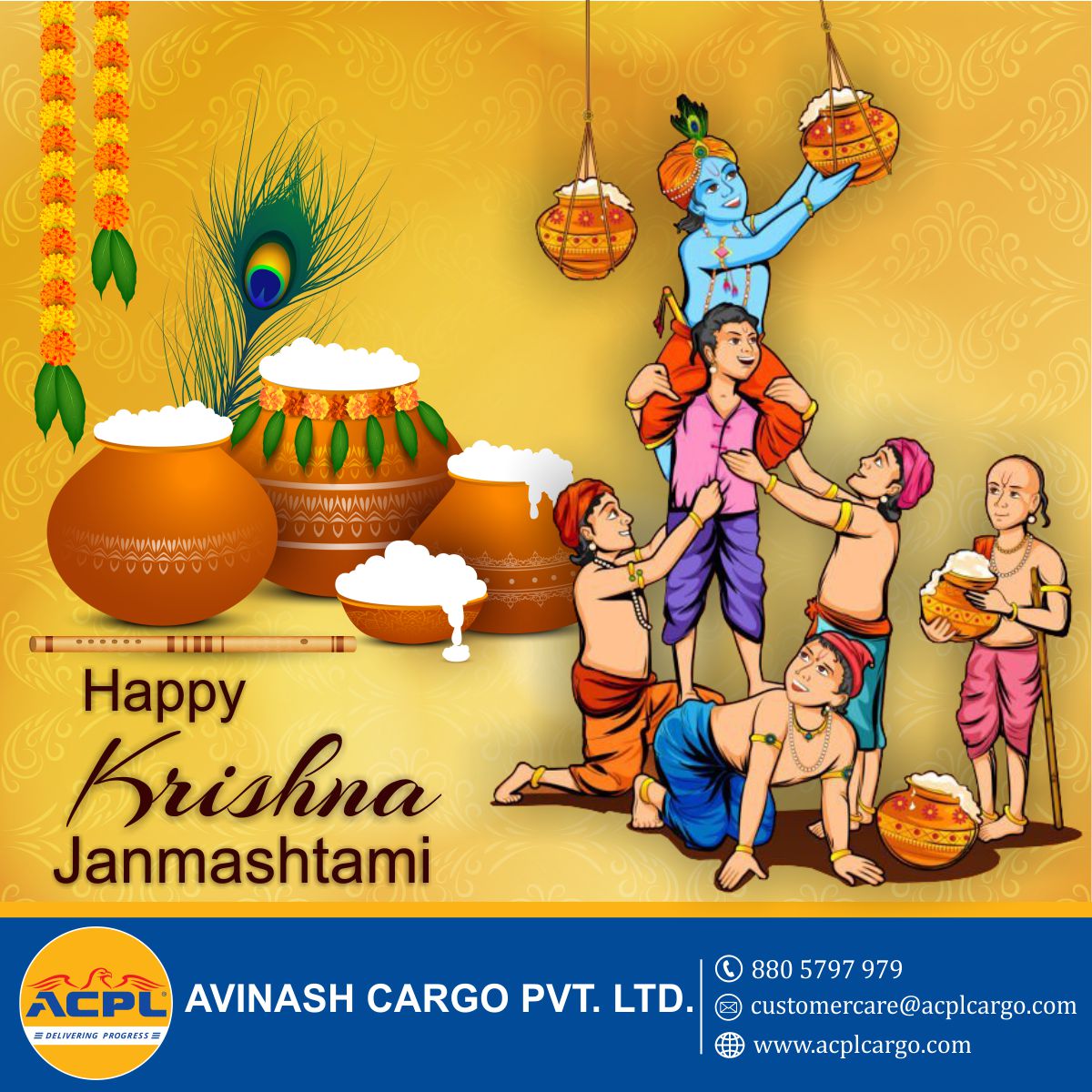 AvinashCargo's tweet photo. Sending some warm wishes to you & your family.
Team #ACPL wishes you a very Happy Krishna Janmasthami.
๐ : https://t.co/95TSOT7u4t
๐ง : customercare@acplcargo.com
๐ : 8805797979
#janmashtami #janmashtami2022 #transportation #logistics #partload #ftl #supplychainsolutions https://t.co/tph0T5jWRh
