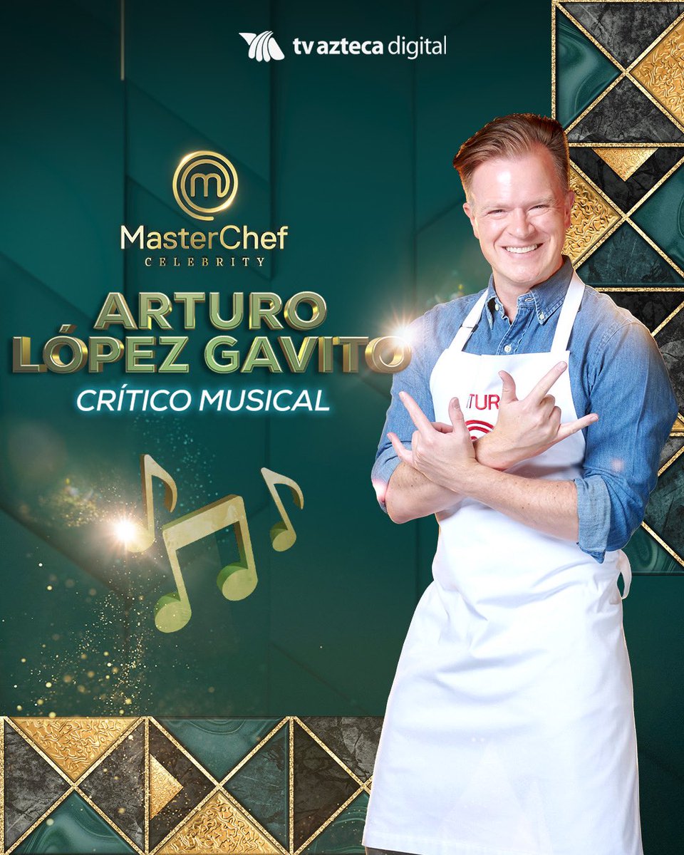 MasterChefMx's tweet photo. El crítico musical, 𝐀𝐫𝐭𝐮𝐫𝐨 𝐋𝐨́𝐩𝐞𝐳 𝐆𝐚𝐯𝐢𝐭𝐨 @algavito está dispuesto a todo por demostrar su talento y pasión culinario. 🎶👨🏼‍🍳 

𝗚𝗥𝗔𝗡 𝗘𝗦𝗧𝗥𝗘𝗡𝗢 de #MasterChefCelebrity, domingo 21 de agosto a las 8 p.m. por 𝗔𝘇𝘁𝗲𝗰𝗮 𝗨𝗡𝗢. 🔥📺 https://t.co/gigfX8Wp12