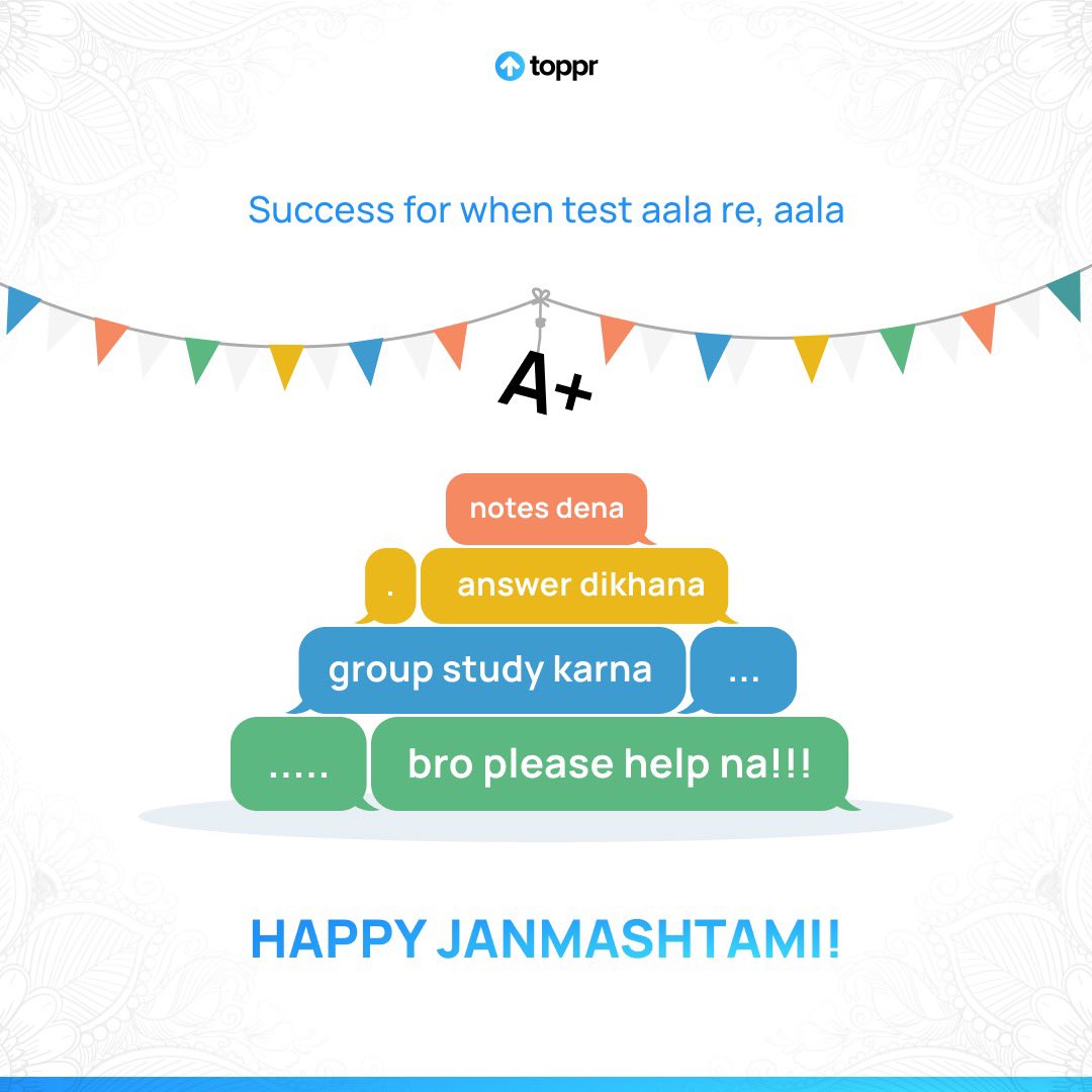 Wishing you a Happy Janmashtami! 🎉 This is your reminder that becoming a toppr can be easier with some extra help from your friends 😅 #Janmashtami2022 #DahiHandi #happyjanmashtami #Govinda #BetterLearning #BetterResults