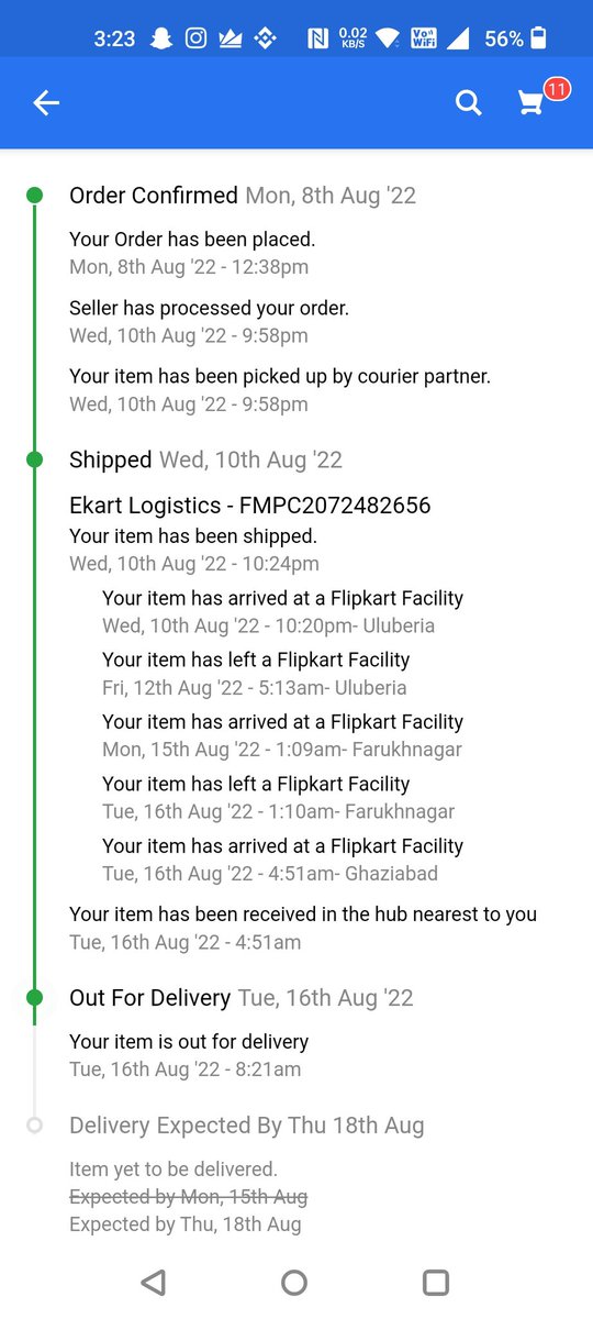 lovehakar's tweet photo. @Flipkart @flipkartsupport 
I placed a order on 8aug as per promise delivery date is 14 aug after that they changed 15,16,18 and today cancelled order without any information.this is not a professional behaviour flipkart.i want written explanation on this issue.i called many time https://t.co/QJn0XOi4uw