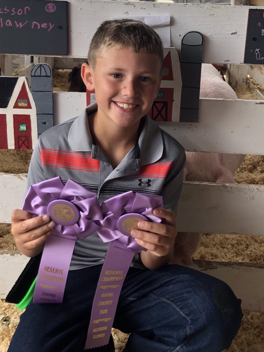 Forgot to post this last week… son’s first year in 4-H did well showing his 4 hogs, but in Open Show and Junior Open Show he got Reserve Champion Chester White.  Great way to end the fair.  One happy boy.