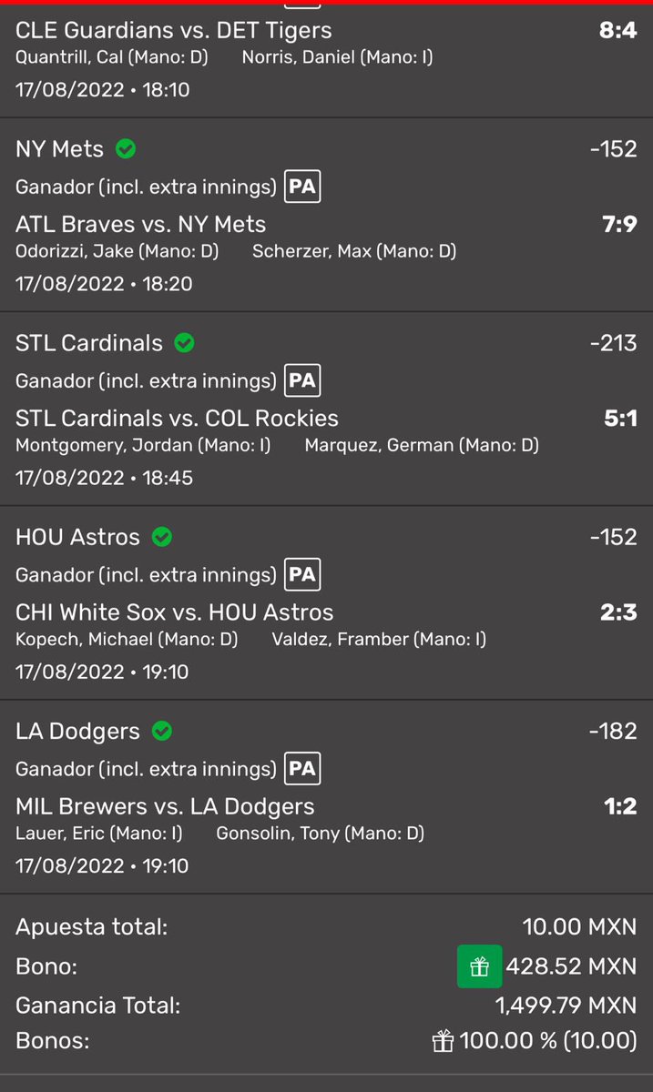 DocPicks777's tweet photo. #FunBet 

Para que vean que las soñadoras si existen:
Quisimos probar suerte con este #Parlay de partidos de #MLB con los créditos de apuesta que nos regalaron por crearnos cuenta en @playdoitmexico y miren nadamas 🤑💰

Con $10 ganamos $1499 💵💸🔥 https://t.co/jfoThiey7O