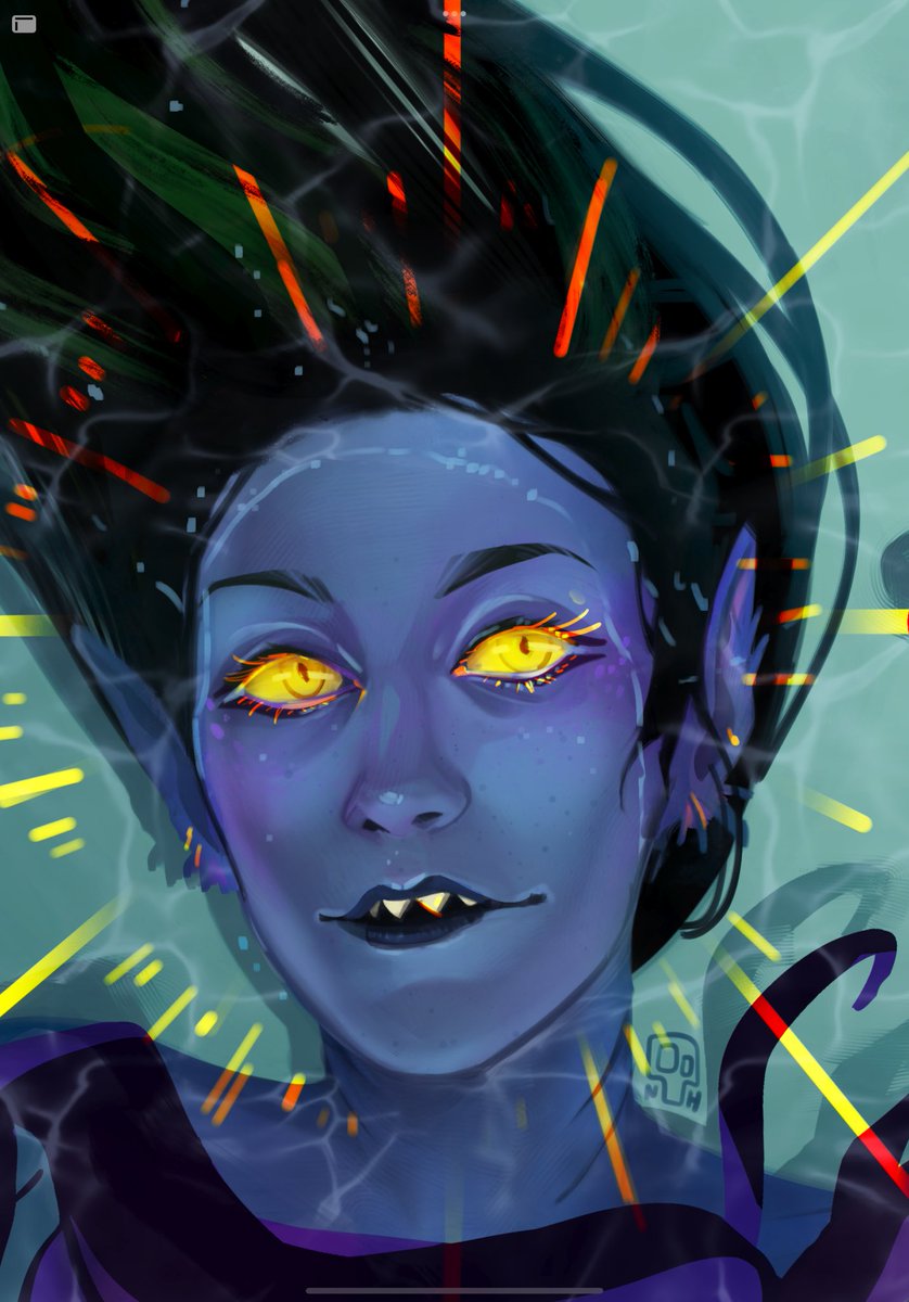 2nusAnnus's tweet photo. Again with the dnd nostalgia! This is a portrait of a sea elf deity named The Navigator, from a campaign I briefly joined. She was very pretty (but very evil, alas!) https://t.co/PBRzCDXOeJ