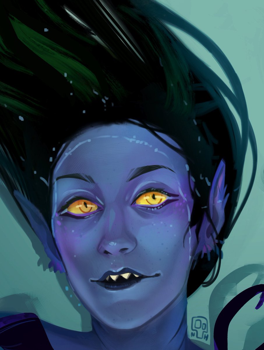 2nusAnnus's tweet photo. Again with the dnd nostalgia! This is a portrait of a sea elf deity named The Navigator, from a campaign I briefly joined. She was very pretty (but very evil, alas!) https://t.co/PBRzCDXOeJ