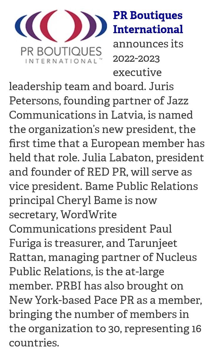 PRBoutiquesIntl's tweet photo. Congratulations to the incoming #PRBI leadership team !
@odwyerpr
@REDPRnyc @WordWritePR @CherylBame @nucleus_pr @dureecopr @VROYcom @ellyncaruso @jpetersons https://t.co/aD2fMgTDKK