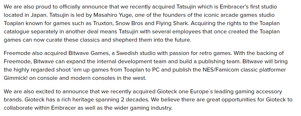 Wario64's tweet photo. Other acquisitions include Bitwave Games and Gioteck https://t.co/e6kOjLLMW5