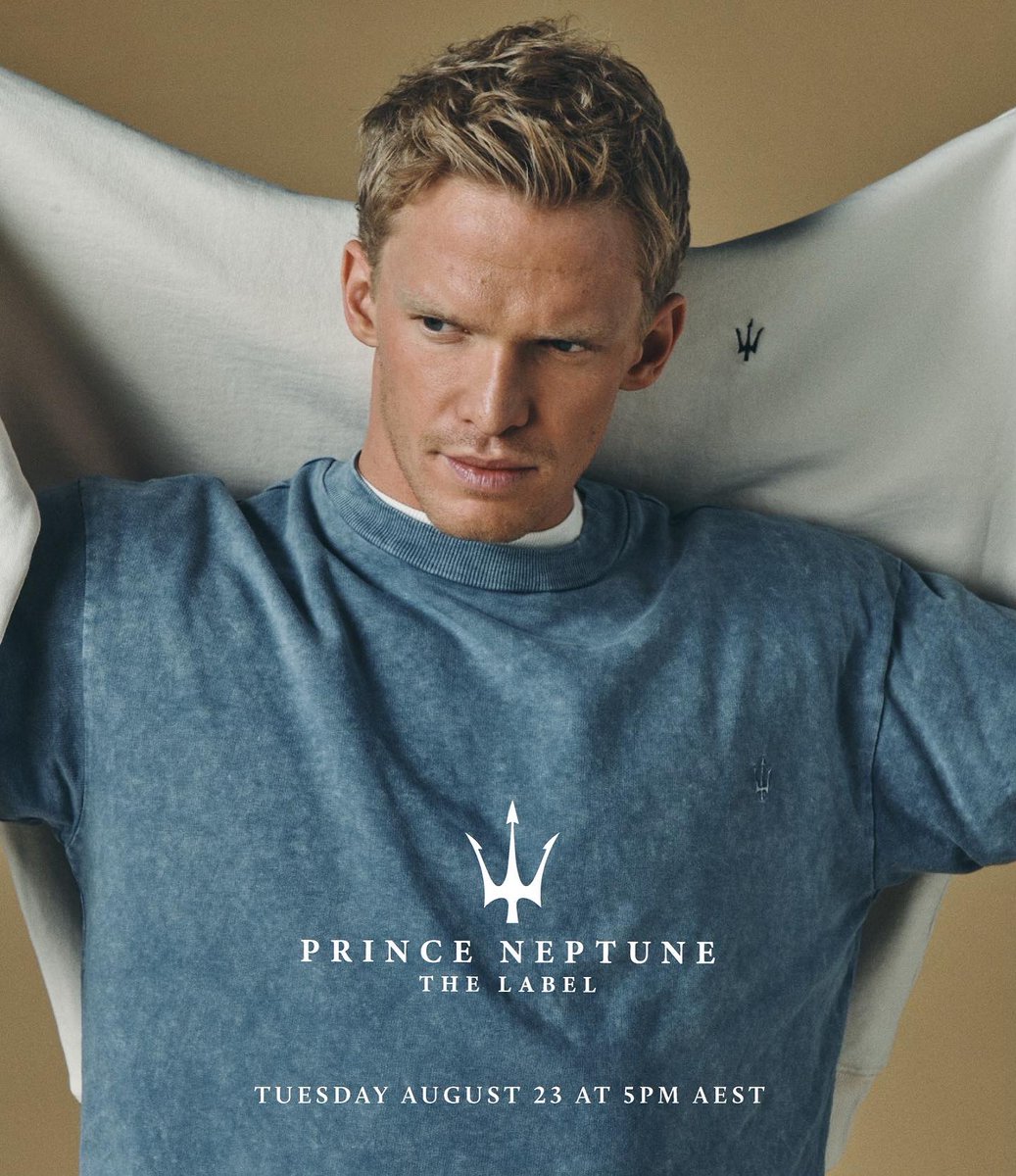CodySimpson's tweet photo. It’s official. Prince Neptune: The Label launches next Tuesday, August 23 at 5PM AEST on https://t.co/CZOAldG2kk. Get your hands on our debut collection. https://t.co/Bg36xee4rW