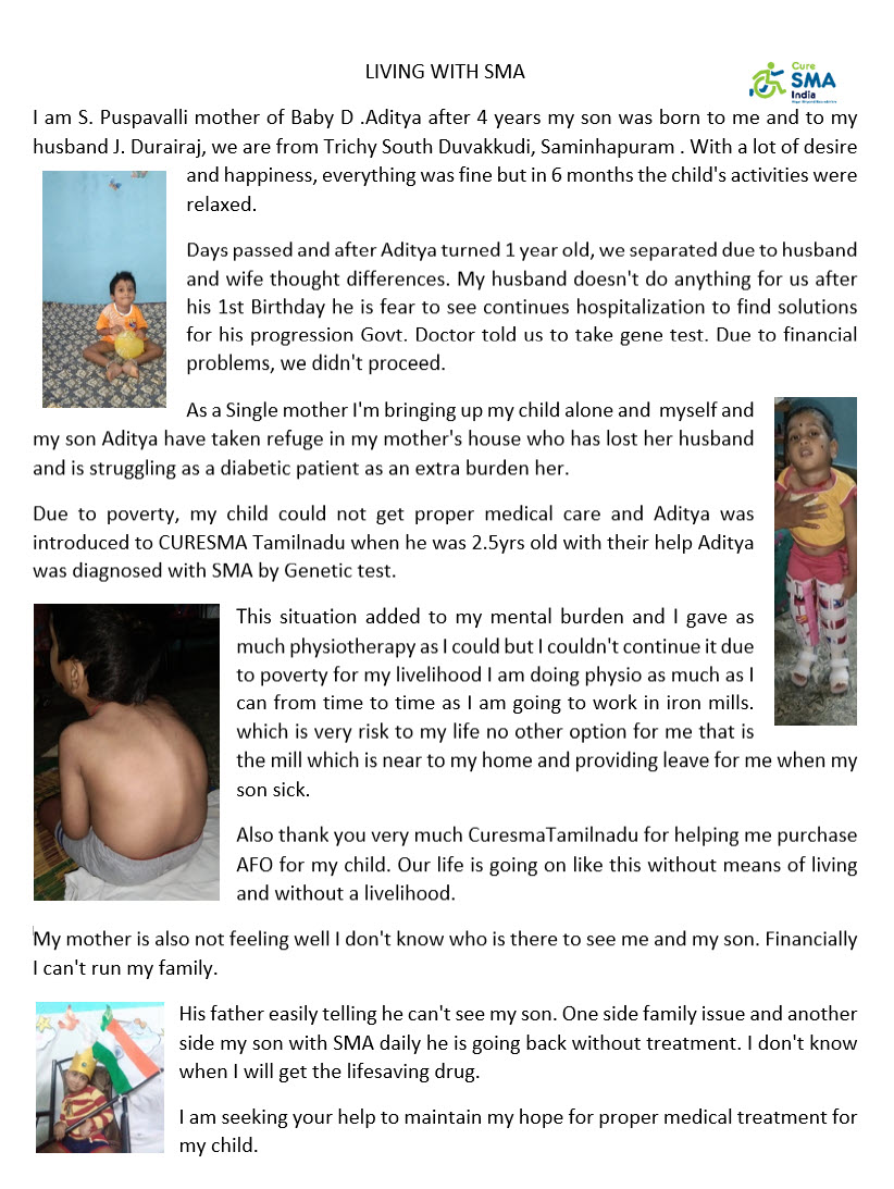 curesmaindia's tweet photo. #SMAawarenessMonth
Today's #SMAwarrior is Aditya from Tamil Nadu.His mother,Ms. Pushpavally narrates the struggles in raising an #SMA child as a single parent in poor circumstances. She is working in an iron mill,risking her life,to make the ends meet!
#BattleAgainstSMA
#SMAckSMA https://t.co/pDKyGunDIm