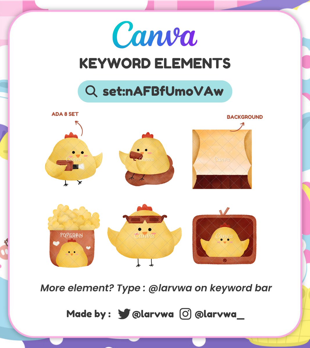(HELP RT) Halo!! Lala mau share keyword element canva yg baru di approved. kalian bisa pake utk segala jenis editan 🎉

yang mau pake element lucu lainnya, bisa ketik " <a href="/larvwa/">Lala</a> " di keyword bar Canva yaa! 

#zonauang #zonaba jasa edit layout classy hand draw wm commission commis