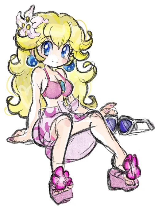 #PrincessPeach #ピーチ姫 #らくがき #イラスト #SuperMario #任天堂 スイマーなピーチ!。 