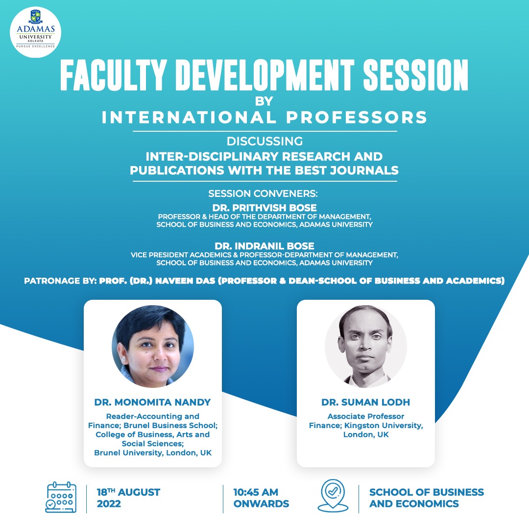 An exciting day ahead for us today, here at #AdamasUniversity⁩! Looking forward to an enlightening session. 

#BesinBengal #education #facultydevelopment #learning #workshop #lecture