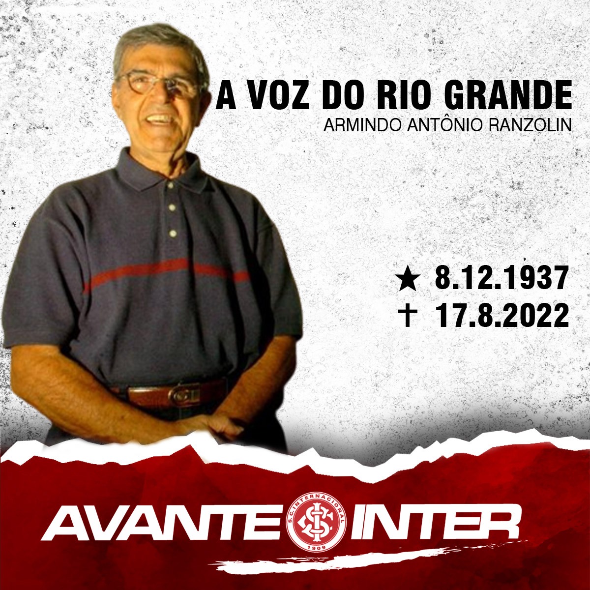 avante_inter's tweet photo. Armindo Antônio Ranzolin
Condolências a um dos maiores jornalistas e narradores esportivos do Brasil.
O mundo esportivo está de LUTO!
Movimento Avante INTER
#ranzolin #narrador #movimentoavanteinter #avanteinter #inter #scinternacional https://t.co/QjiubXigxX
