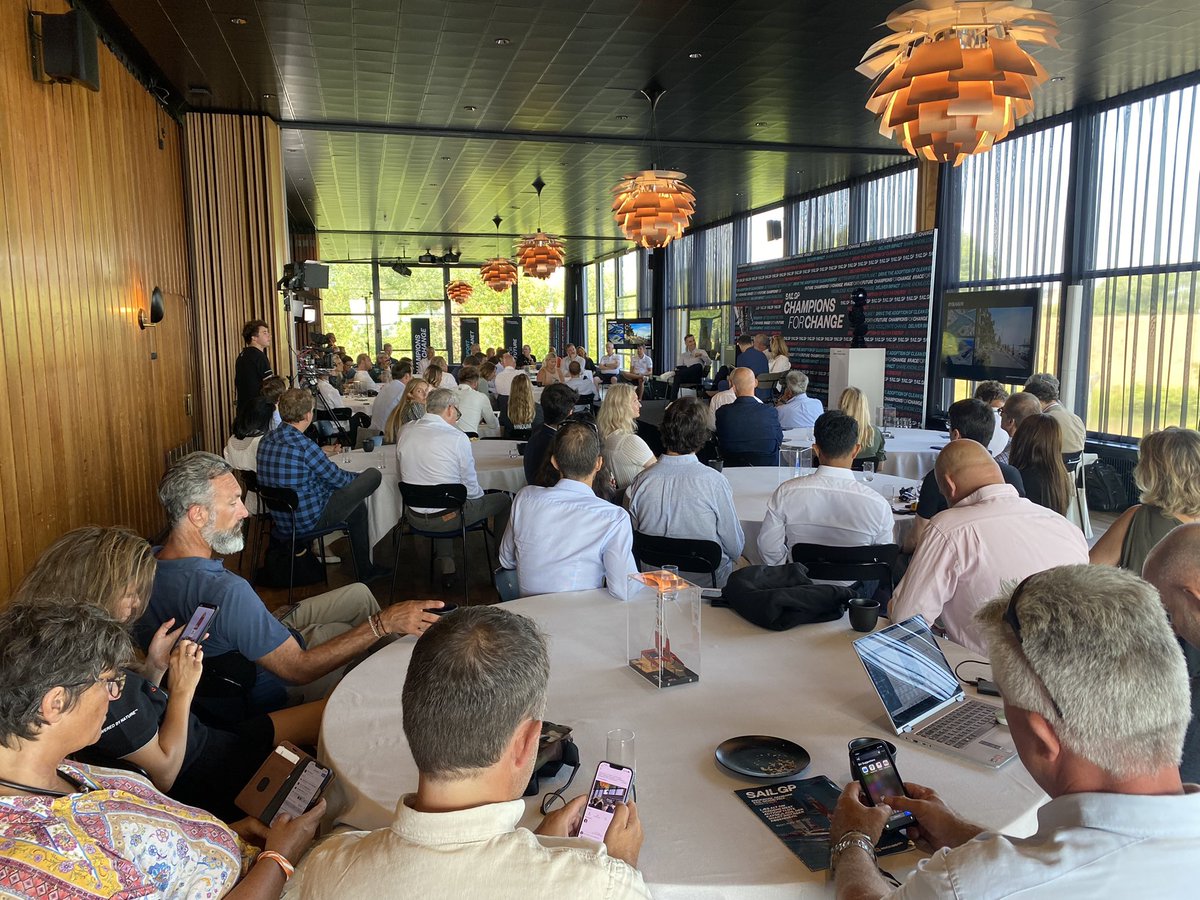LasseLyck's tweet photo. .@SailGP is a front runner promoting sustainability in sports worldwide♻️ Champions for Change in Copenhagen: “It is not just about setting a goal for 2050 but it’s about setting goals each year.” https://t.co/jIgKWzcVNP