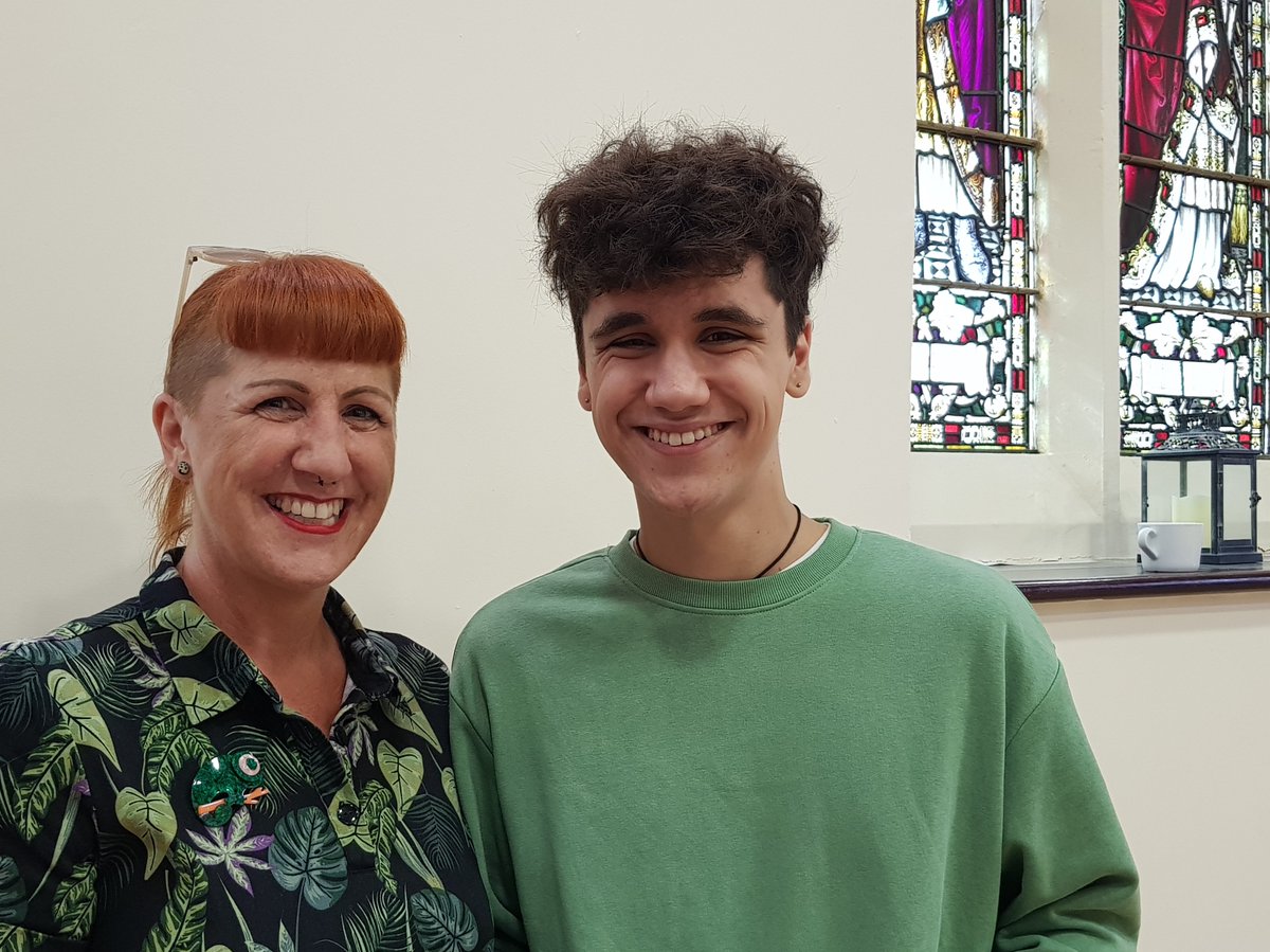 SionSchool's tweet photo. Lovely to see Thomas' mum supporting him as he collected his A Levels - she is herself an Old Sionian so it is a very special day for them both! #OurSion #SionCommunity https://t.co/GdDe3SsD20