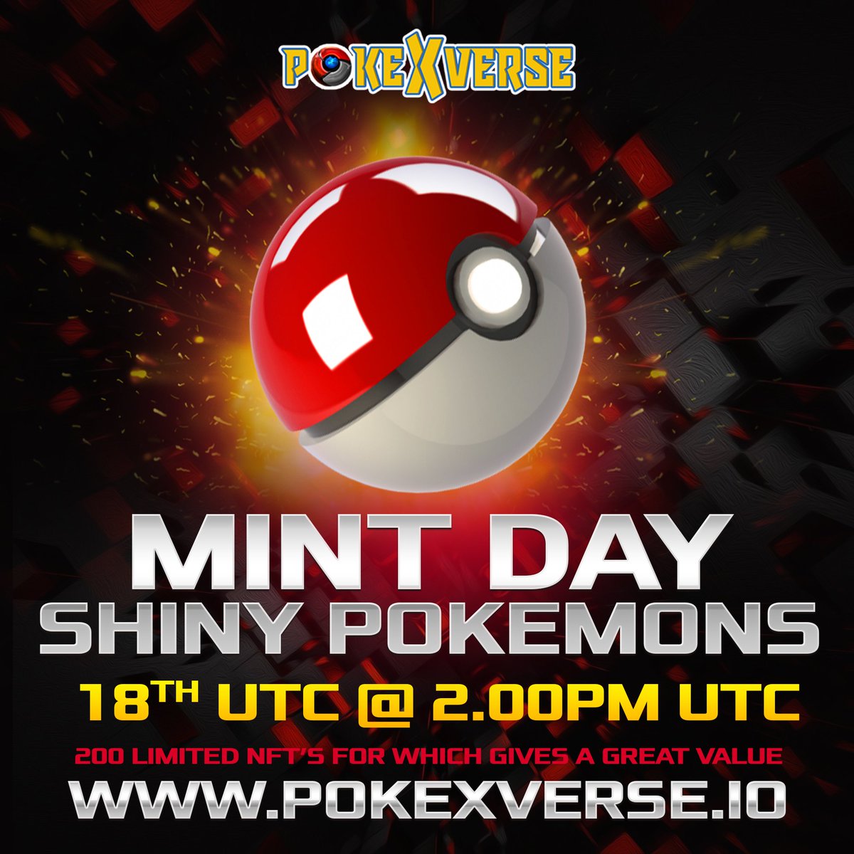 Today is the mint day!

Less than 4 hours left 🎆

Make sure you come on time so you don't miss out, There are only 200 shiny Pokemons available to be minted!